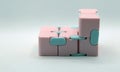 Pink and blue infinity cube with white background