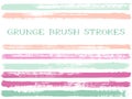 Pink blue ink brush strokes isolated design elements. Set of paint lines. Cool stripes, textured paintbrush stroke shapes. Royalty Free Stock Photo