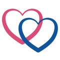 Pink and blue intertwined hearts symbolising romance, love, and family