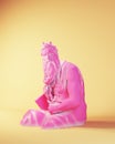 Pink Blue Moses Renaissance Style Sculpture 10 Commandments Statue