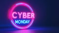 Pink and Blue Neon Sign with the Words Cyber Monday Royalty Free Stock Photo