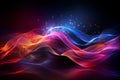Pink and blue neon wave lines on abstract backgrounddata transfer conceptdigital wallpaper