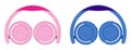 Pink and blue over-ear headphones. Unfolded, easy to use. Isolated vector on a white background