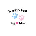 Pink and blue paw print with hearts. World`s best cat mom. Happy Mother`s Day