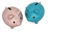 Pink and blue piggy bank on white background. 3D illustration Royalty Free Stock Photo