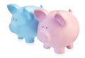 Pink and Blue Piggy Banks Royalty Free Stock Photo