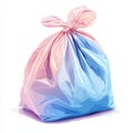A pink and blue plastic garbage bag. Royalty Free Stock Photo