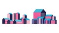 Pink blue and purple city buildings vector design