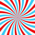 Pink and blue radial twisted stipes. Vortex effect, spiral lines, pinwheel pattern. Circus, carnival or festival