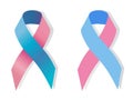 Pink and blue ribbon awereness Royalty Free Stock Photo