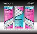 Pink and blue Roll Up Banner template vector illustration Royalty Free Stock Photo