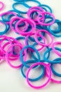 Pink and blue rubber bands Royalty Free Stock Photo