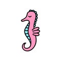 Pink and blue seahorse vector illustration