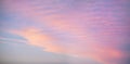 Pink blue sky with cirrus clouds at the moment of gentle sunset, abstract background Royalty Free Stock Photo