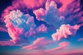 a pink and blue sky with clouds in the background and a pink and blue sky with clouds in the foreground