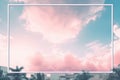 pink and blue sky with clouds and palm trees Royalty Free Stock Photo