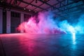 Pink and blue smoke glowing on floor Royalty Free Stock Photo