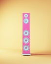 Pink Blue Speaker Tall Slim Music Audio Technology Cool Fun Studio Shot 80\'s Style