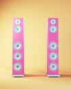 2 Pink Blue Speaker Tall Slim Music Audio Technology Cool Fun Studio Shot 80\'s Style