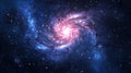 Pink and Blue Spiral Galaxy in Dark Space Royalty Free Stock Photo
