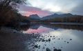 Pink and blue sunset sky over Salt River near Mesa Arizona USA Royalty Free Stock Photo