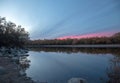 Pink and blue sunset sky over Salt River near Mesa Arizona USA Royalty Free Stock Photo