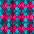 Pink and blue teal argyle seamless plaid pattern. Watercolor hand drawn texture background Royalty Free Stock Photo