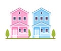 Pink and Blue Townhouses
