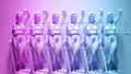 Pink Blue Transgender Pride Vibrant LGBTQ Lady Justice Women Balance Statues Line Up