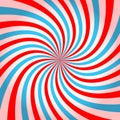Pink and blue twisted stipes, vortex effect, pinwheel pattern. Circus, carnival or festival background. Bubble gum