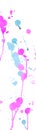 Pink and blue watercolor splashes and blots on white background. Ink painting. Hand drawn illustration. Abstract watercolor artwor
