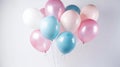 pink, blue and white balloons on a white background. generative ai