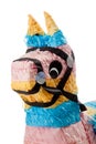 Pink, blue and yellow burro pinata on white Royalty Free Stock Photo