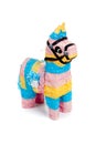 Pink, blue and yellow burro pinata on white Royalty Free Stock Photo