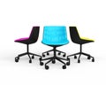 Pink, blue and yellow modern office chairs Royalty Free Stock Photo