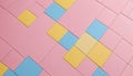 Pink Blue Yellow Square Geometric Pattern squares Royalty Free Stock Photo