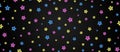 Pink, Blue and Yellow Stars Pattern in Black Background Banner Royalty Free Stock Photo