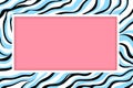 a pink and blue zebra print background with a square frame Royalty Free Stock Photo