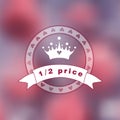 Pink blurry photo as a background with princess logo. Royalty Free Stock Photo