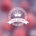 Pink blurry photo as a background with princess logo. Royalty Free Stock Photo
