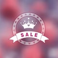 Pink blurry photo as a background with princess logo. Royalty Free Stock Photo