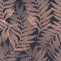 Pink blush color tropical leaves seamless pattern. Abstract dotted leaf luxury silhouette on dark background