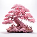 pink bonsai tree on white background