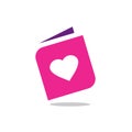 Pink Book And Heart Shape Love Symbol, Logo Design, Icon Concept, Vector Illustration