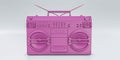 Pink boombox isolated on white background