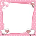Pink Border Frame with Cute Sheep