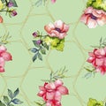 Pink bouquet wildflower. Seamless background pattern. Fabric wallpaper print texture. Royalty Free Stock Photo