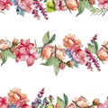 Pink bouquet wildflower. Seamless background pattern. Fabric wallpaper print texture. Royalty Free Stock Photo
