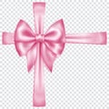 Pink bow with crosswise ribbons