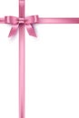 Pink Bow And Ribbons On White Background. Vector Template.